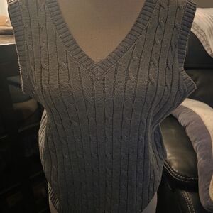Love Tree Charcoal V-Neck Cable Knit Sweater